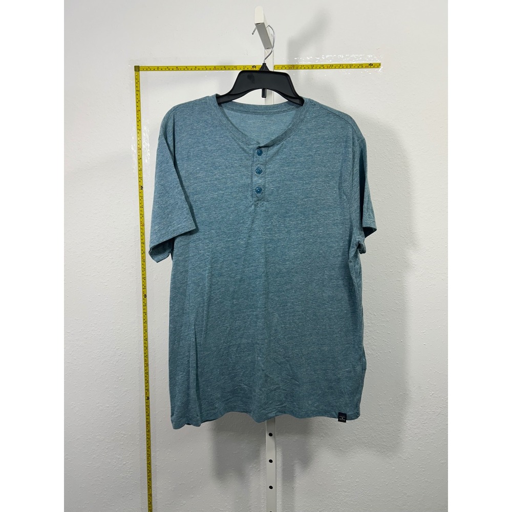 Lucky Brand Mens Short Sleeve Henley Shirt Teal Blue Heathered Size‎ XL